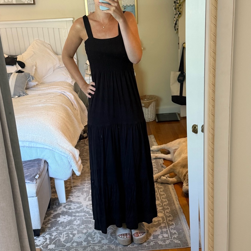LOFT Black Square Neck Maxi Dress